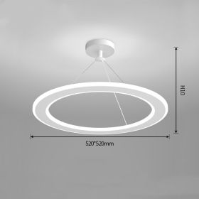 Simple Modern Circular Bedroom Study Chandelier (Option: White-Trichromatic light-520x520mm)