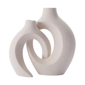 2Pcs Nordic Ceramic Vase Snuggle Set White Matte Creative Vase INS Flower Pot Living Room Home Offical Desktop Decor Accessories (Color: Snuggle Set)