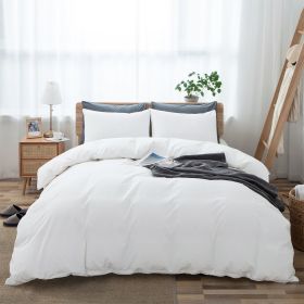 100% Washed Cotton Duvet Cover Set, Durable Fade-Resistant Natural Bedding Set (No Comforter) (Color: White)