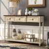 Console Table Sofa Table with Drawers for Entryway with Projecting Drawers and Long Shelf