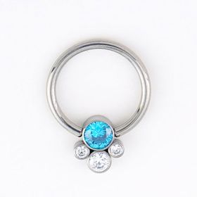 Titanium Cat's Paw Modeling Zircon Nose Ring Ornament (Option: White Zirconium Blue Zirconium-1.2x8mm)