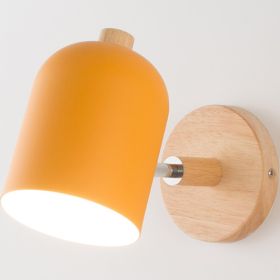 Wood Art Bedside Wall Lamp Modern Simple Living Room Bedroom Study (Option: Yellow-Warm light)