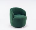 fabric swivel accent armchair barrel chair with black powder coating metal ring