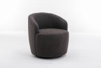 fabric swivel accent armchair barrel chair with black powder coating metal ring