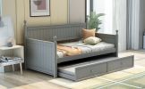 Twin Size Wood Daybed with Twin Size Trundle