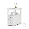 Transitional Nightstand with USB Charging Station, Wooden End Table Bedside Table, 2-Drawer Home&Kitchen Storage Cabinet