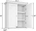 Bathroom wall cabinet; space saving storage cabinet above toilet; medicine cabinet with 2 doors and adjustable shelves; cupboard