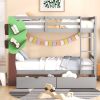 Twin-Over-Twin Bunk Bed with a Tree Decor and Two Storage Drawers