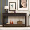 Rustic Entryway Console Table, 60" Long Sofa Table with two Different Size Drawers and Bottom Shelf for Storage