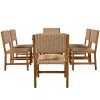 Acacia Wood And Rattan Outdoor Dining Table And Chairs For 6 People, Suitable For Courtyard,Patio, Balcony