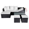 4 Piece Patio Lounge Set with Cushions Poly Rattan Black