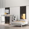 Twin over Full Loft Bed with Staircase,Gray