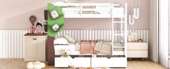 Twin-Over-Twin Bunk Bed with a Tree Decor and Two Storage Drawers