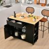 Drop-Leaf Kitchen Island with Rubber Wood Top