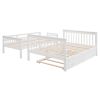 Stairway Twin-Over-Full Bunk Bed with Twin size Trundle, Storage and Guard Rail for Bedroom, Dorm, for Adults