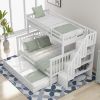 Stairway Twin-Over-Full Bunk Bed with Twin size Trundle, Storage and Guard Rail for Bedroom, Dorm, for Adults