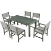 Acacia Wood And Rattan Outdoor Dining Table And Chairs For 6 People, Suitable For Courtyard,Patio, Balcony