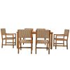 Acacia Wood And Rattan Outdoor Dining Table And Chairs For 6 People, Suitable For Courtyard,Patio, Balcony