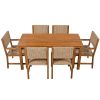 Acacia Wood And Rattan Outdoor Dining Table And Chairs For 6 People, Suitable For Courtyard,Patio, Balcony