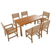 Acacia Wood And Rattan Outdoor Dining Table And Chairs For 6 People, Suitable For Courtyard,Patio, Balcony