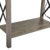 Farmhouse Flip Top End Table with Charge Station;  X-Shaped Profile Narrow Side Table with Drawer for Office;  Bedroom;  Living Room;  Gray