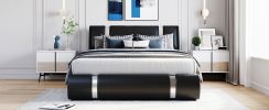 Queen Size Upholstered Faux Leather Platform bed with a Hydraulic Storage System