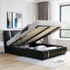 Queen Size Upholstered Faux Leather Platform bed with a Hydraulic Storage System