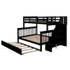 Stairway Twin-Over-Full Bunk Bed with Twin size Trundle, Storage and Guard Rail for Bedroom, Dorm, for Adults