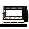 Stairway Twin-Over-Full Bunk Bed with Twin size Trundle, Storage and Guard Rail for Bedroom, Dorm, for Adults