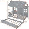 Twin Size Wood House Bed With Twin Size Trundle, Wooden Daybed,