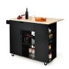 Drop-Leaf Kitchen Island with Rubber Wood Top