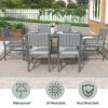 Acacia Wood And Rattan Outdoor Dining Table And Chairs For 6 People, Suitable For Courtyard,Patio, Balcony