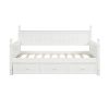 Wood Daybed with Three Drawers ; Twin Size Daybed; No Box Spring Needed ; White