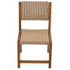 Acacia Wood And Rattan Outdoor Dining Table And Chairs For 6 People, Suitable For Courtyard,Patio, Balcony