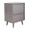 Set of 2 Mid Century Bedside Table, Nightstand with Drawer and Shelf Storage, Side Accent Table for Living Room Bedroom