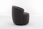 fabric swivel accent armchair barrel chair with black powder coating metal ring