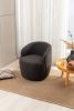 fabric swivel accent armchair barrel chair with black powder coating metal ring