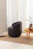 fabric swivel accent armchair barrel chair with black powder coating metal ring