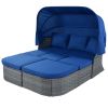 Outdoor Patio Furniture Set Daybed Sunbed with Retractable Canopy Conversation Set Wicker Furniture Sofa Set