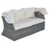 Outdoor Patio Furniture Set Daybed Sunbed with Retractable Canopy Conversation Set Wicker Furniture Sofa Set