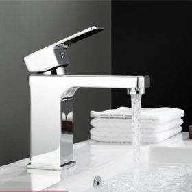 Nordic Full Copper Gold Square Wash Basin Hot And Cold Faucet (Option: Silver short)