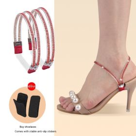 Anti-slip Shoelace High Heels Do Not Follow (Option: Transparent Red)