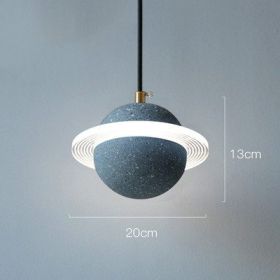 Planet Small Chandelier Red Single Head Bedroom Bedside Lamp (Option: Model C gray blue)