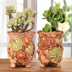 Succulent Flower Pot Ceramic Stoneware (Option: A Pair Of Flowerpots-Ceramic Small)