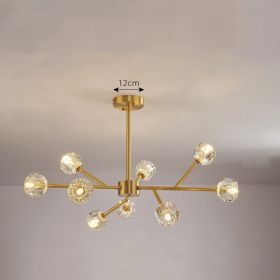 Nordic Chandelier Modern Simple Crystal All Copper Light Luxury Lamps (Option: All Copper9 heads-White light)