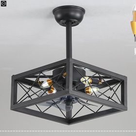 Idyllic American Fan Lamp Nordic Minimalist Dining Room (Option: Frosted black diameter37-220V)