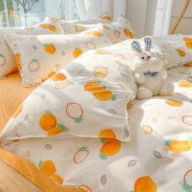 Four-piece Set Sanding Skin Bed Sheet Quilt Cover (Option: Orange Market-Four Sets Of 200cm Bed)