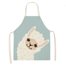 Alpaca Cartoon Cotton Linen Apron Sleeveless Antifouling Kitchen Home Cooking Waist Hanging Neck Kids' Bib (Option: 21-65 X53cm Conventional)