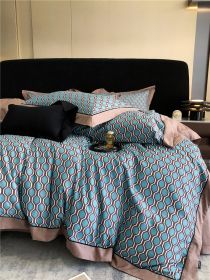 Long-staple Cotton Printed Four-piece Bedding Set Cotton Bedding (Option: Great Blue-L)