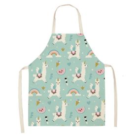 Alpaca Cartoon Cotton Linen Apron Sleeveless Antifouling Kitchen Home Cooking Waist Hanging Neck Kids' Bib (Option: 9-65 X53cm Conventional)